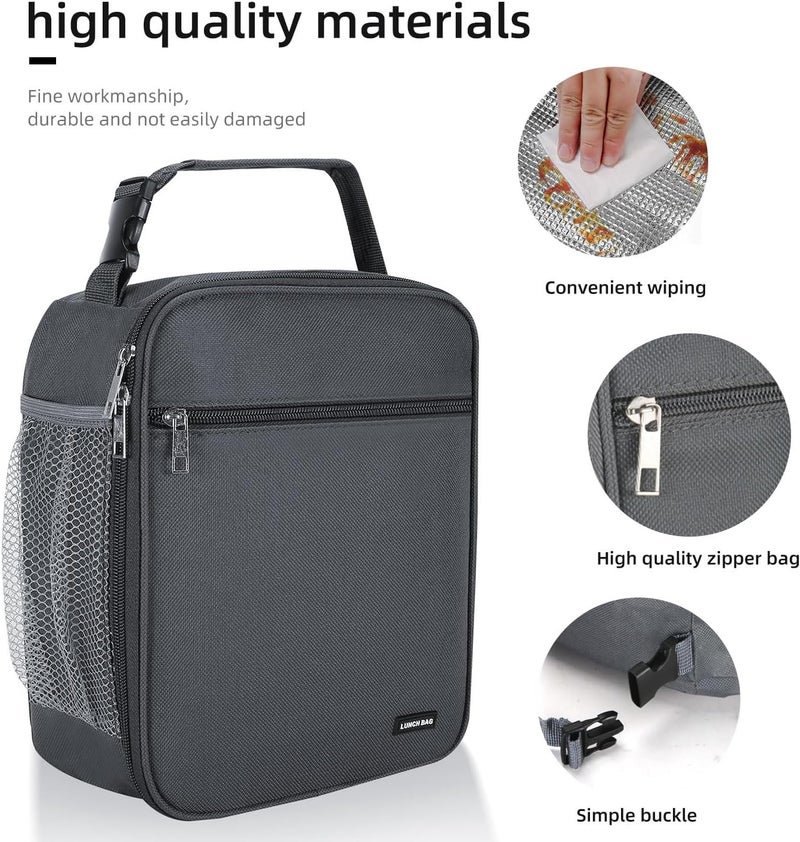 Lovoeo Lunch box Lunch bag for men women Insulated Lunchbox Lunch bags for Work Picnic Travel (Grey) - Image 3